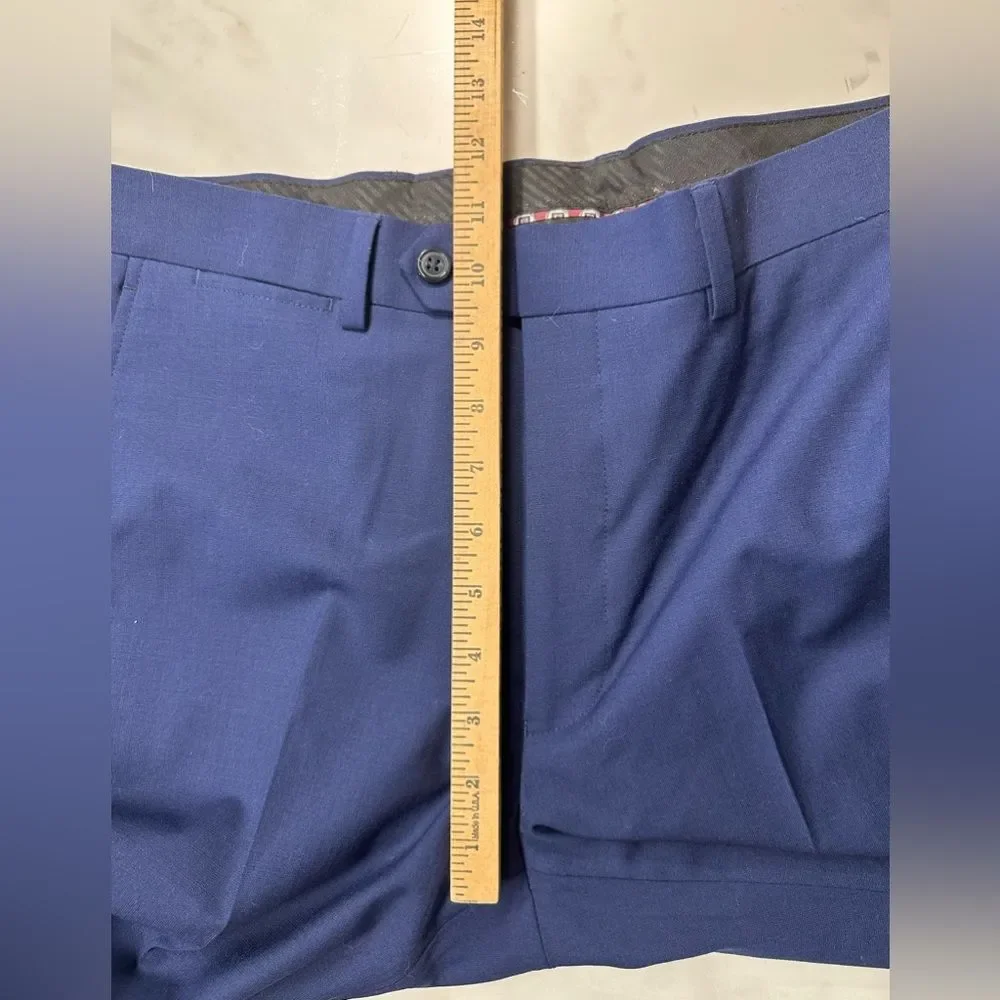 Giles & Jasper Navy Blue Wool Dress Pants, Men's 34W NWOT Raw Hem,